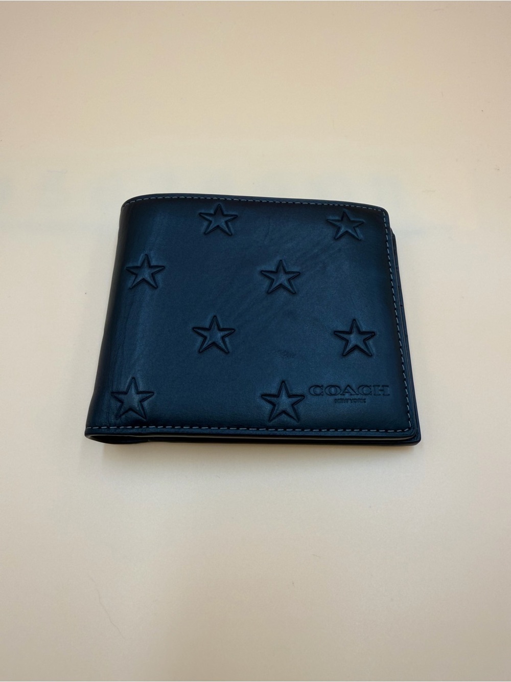 Coach Black Star-Embossed Leather Bifold with Removable ID/Card case